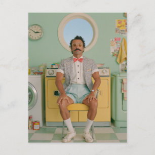 Retro Gentleman in a Pastel Laundry Room Postcard
