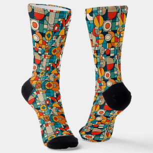 Retro Geometric Abstract Art Socks