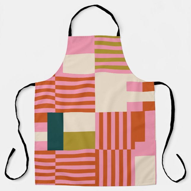 Retro Geometric Abstract Mosaic Apron (Front)