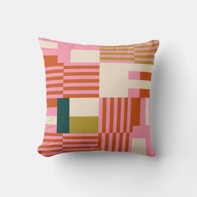 Retro Geometric Abstract Mosaic Cushion (Front)