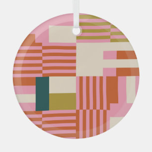 Retro Geometric Abstract Mosaic Glass Tree Decoration