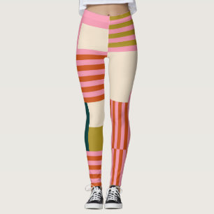 Retro Geometric Abstract Mosaic Leggings