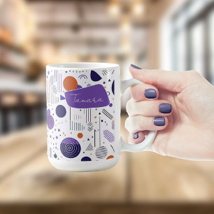 Retro Geometric Abstract Pat3 Purple Orange ID1067 Coffee Mug