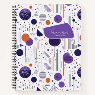 Retro Geometric Abstract Pat3 Purple Orange ID1067 Notebook