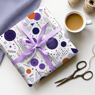Retro Geometric Abstract Pat3 Purple Orange ID1067 Wrapping Paper