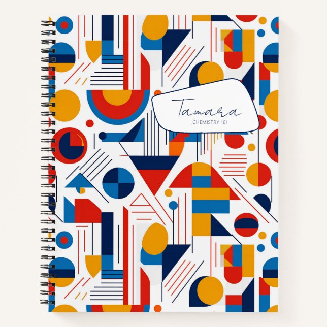 Retro Geometric Abstract Pat#11 Navy Gold ID1067 Notebook (Front)