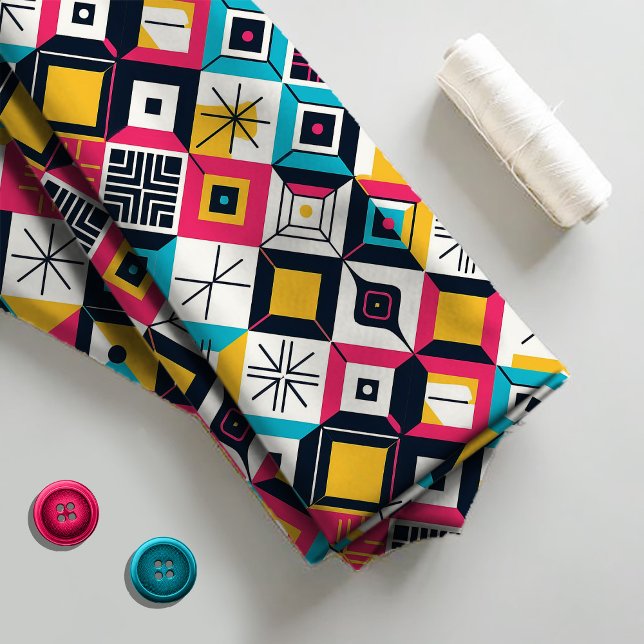 Retro Geometric Abstract Pat#12 Multi Colour ID106 Fabric (Creator Uploaded)