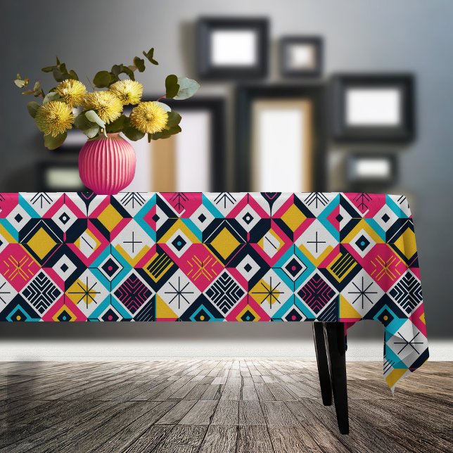 Retro Geometric Abstract Pat#12 Multi Colour ID106 Tablecloth (Creator Uploaded)