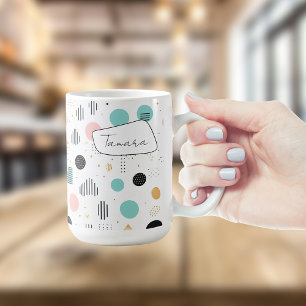 Retro Geometric Abstract Pat#1 Teal Pink ID1067 Coffee Mug