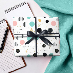 Retro Geometric Abstract Pat#1 Teal Pink ID1067 Wrapping Paper