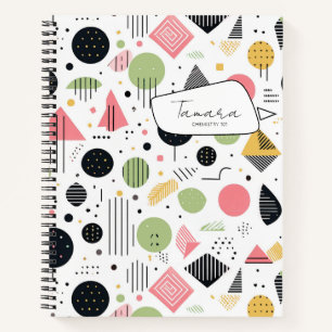 Retro Geometric Abstract Pat#2 Sage Pink ID1067 Notebook