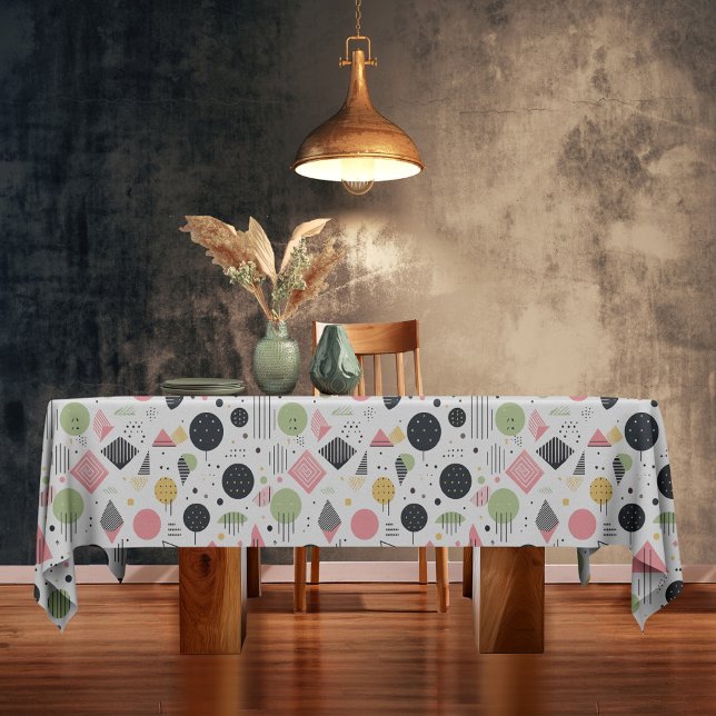 Retro Geometric Abstract Pat#2 Sage Pink ID1067 Tablecloth (Creator Uploaded)