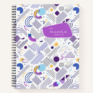 Retro Geometric Abstract Pat#4 Purple Blue ID1067 Notebook
