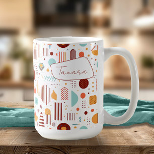 Retro Geometric Abstract Pat#5 Brick Gold ID1067 Coffee Mug