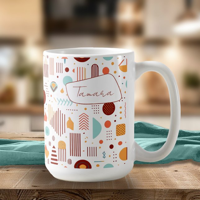 Retro Geometric Abstract Pat#5 Brick Gold ID1067 Coffee Mug (Creator Uploaded)