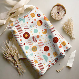 Retro Geometric Abstract Pat#5 Brick Gold ID1067 Fabric