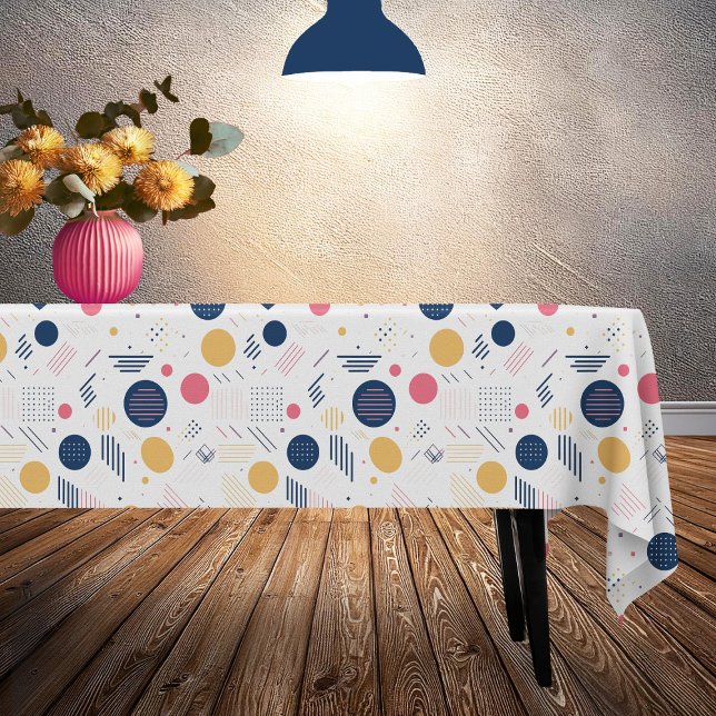 Retro Geometric Abstract Pat#6 Navy Rose ID1067 Tablecloth (Creator Uploaded)