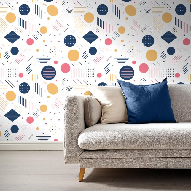 Retro Geometric Abstract Pat#6 Navy Rose ID1067 Wallpaper (Creator Uploaded)