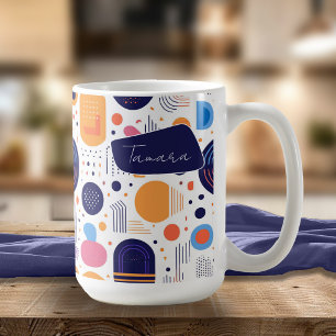 Retro Geometric Abstract Pat#7 Indigo ID1067 Coffee Mug