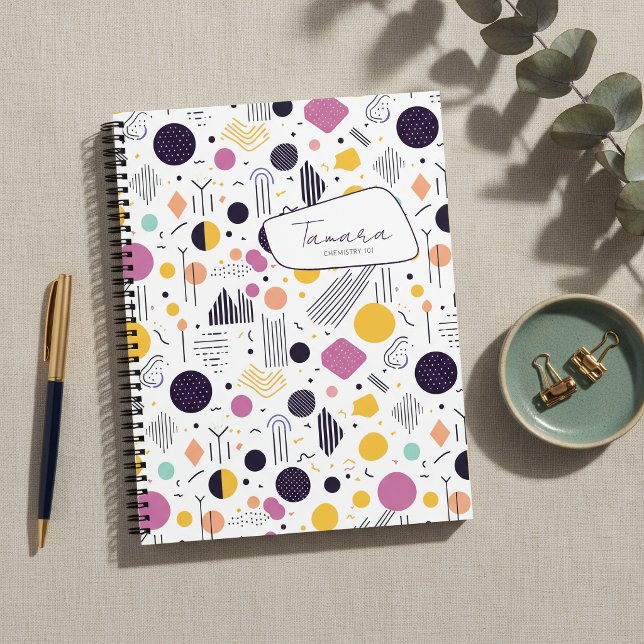 Retro Geometric Abstract Pat#8 Magenta ID1067 Notebook (Creator Uploaded)