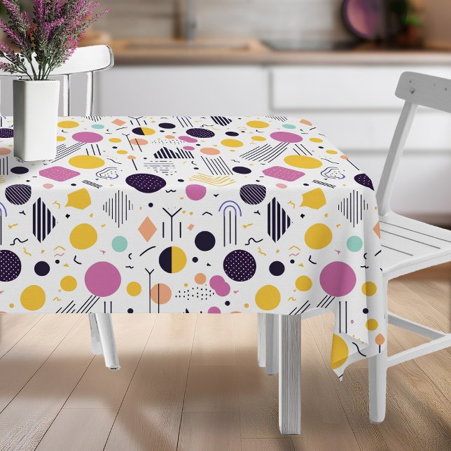 Retro Geometric Abstract Pat#8 Magenta ID1067 Tablecloth (Creator Uploaded)