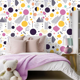 Retro Geometric Abstract Pat#8 Magenta ID1067 Wallpaper