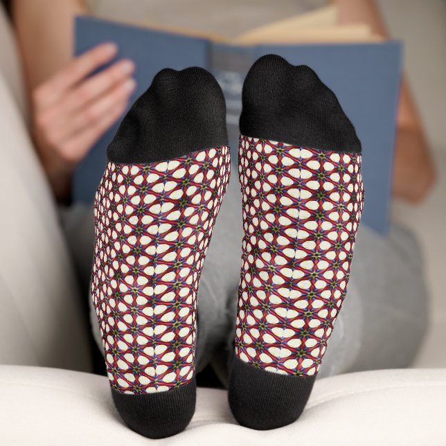 Retro Geometric Abstract Pattern Design 1319 Socks (Bottom)