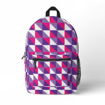 Retro Geometric Abstract Pink Purple & White