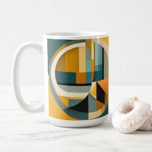Retro Geometric Abstraction Circles and Rectangles Coffee Mug