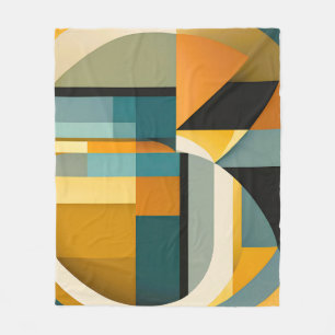 Retro Geometric Abstraction Circles and Rectangles Fleece Blanket