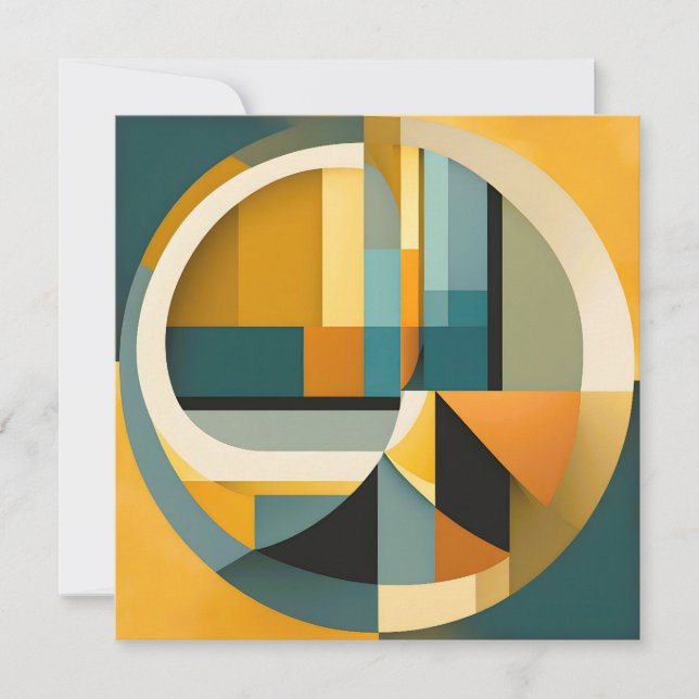 Retro Geometric Abstraction Circles and Rectangles Holiday Card (Front)