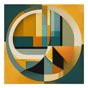 Retro Geometric Abstraction Circles and Rectangles Poster