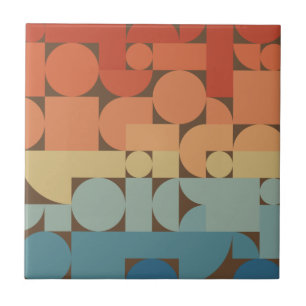 Retro Geometric Art 70s Style Ceramic Tile