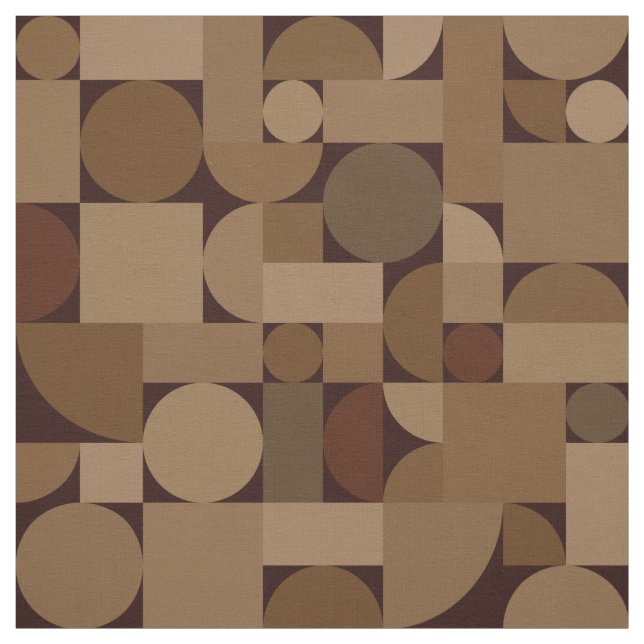 Retro Geometric Art Coffee Brown Fabric (Swatch)