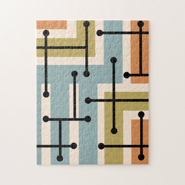 Retro Geometric Art Maze 1970s Retro Jigsaw Puzzle (Vertical)