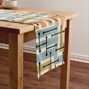 Retro Geometric Art Maze 1970s Retro Short Table Runner