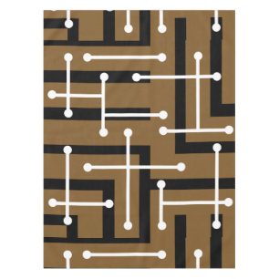 Retro Geometric Art Maze Brown Tablecloth