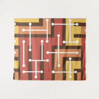 Retro Geometric Art Maze Burnt Orange