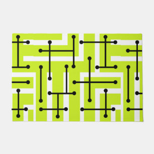 Retro Geometric Art Maze Chartreuse Doormat