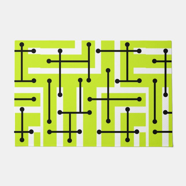 Retro Geometric Art Maze Chartreuse Doormat (Front)