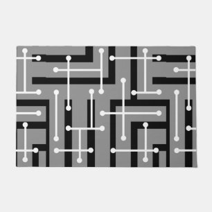 Retro Geometric Art Maze Grey Doormat