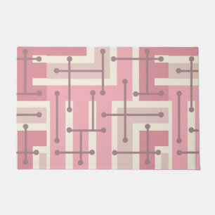 Retro Geometric Art Maze Pink Vanilla Doormat