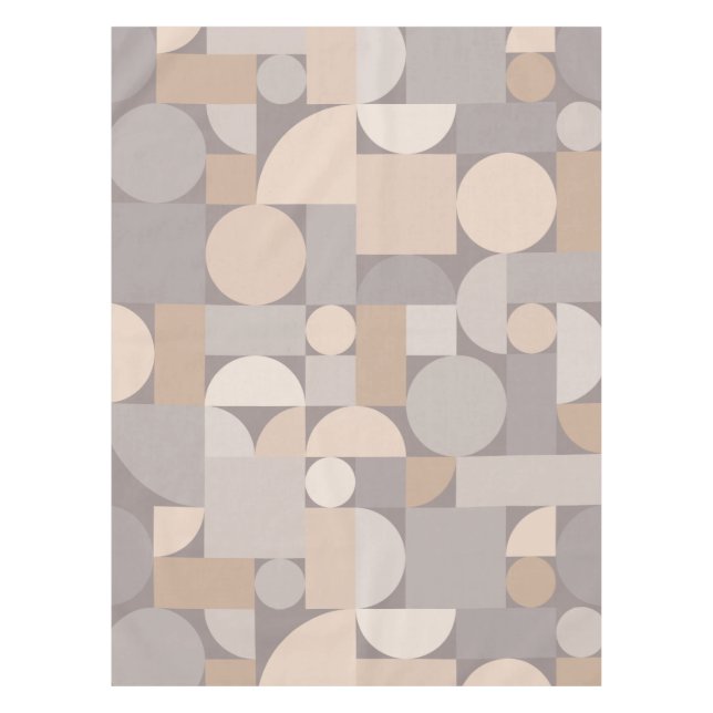 Retro Geometric Art Taupe Tablecloth (Front)