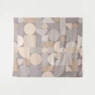 Retro Geometric Art Taupe Tapestry