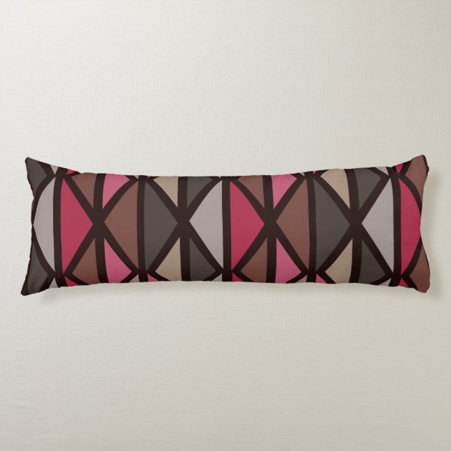 Retro Geometric Art Triangles Black Red Brown Body Cushion (Front)