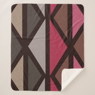 Retro Geometric Art Triangles Black Red Brown Sherpa Blanket