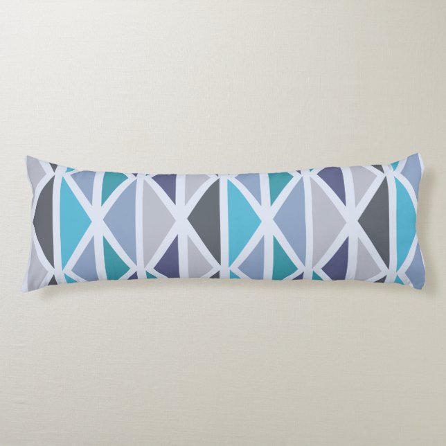 Retro Geometric Art Triangles Turquoise Grey Body Cushion (Front)