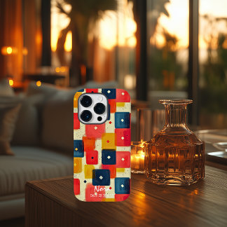 Retro Geometric Blocks with Custom Name & Message Case-Mate iPhone 14 Pro Case