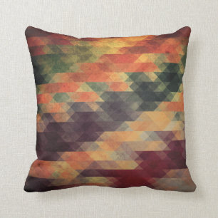Retro Geometric Bold Stripes Worn Colours Cushion