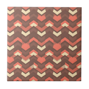 Retro Geometric Chevron Pattern Mid-Century Modern Ceramic Tile